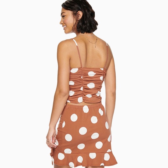 Polka dot brown and white Top and Skirt Set - Picture 5 of 12